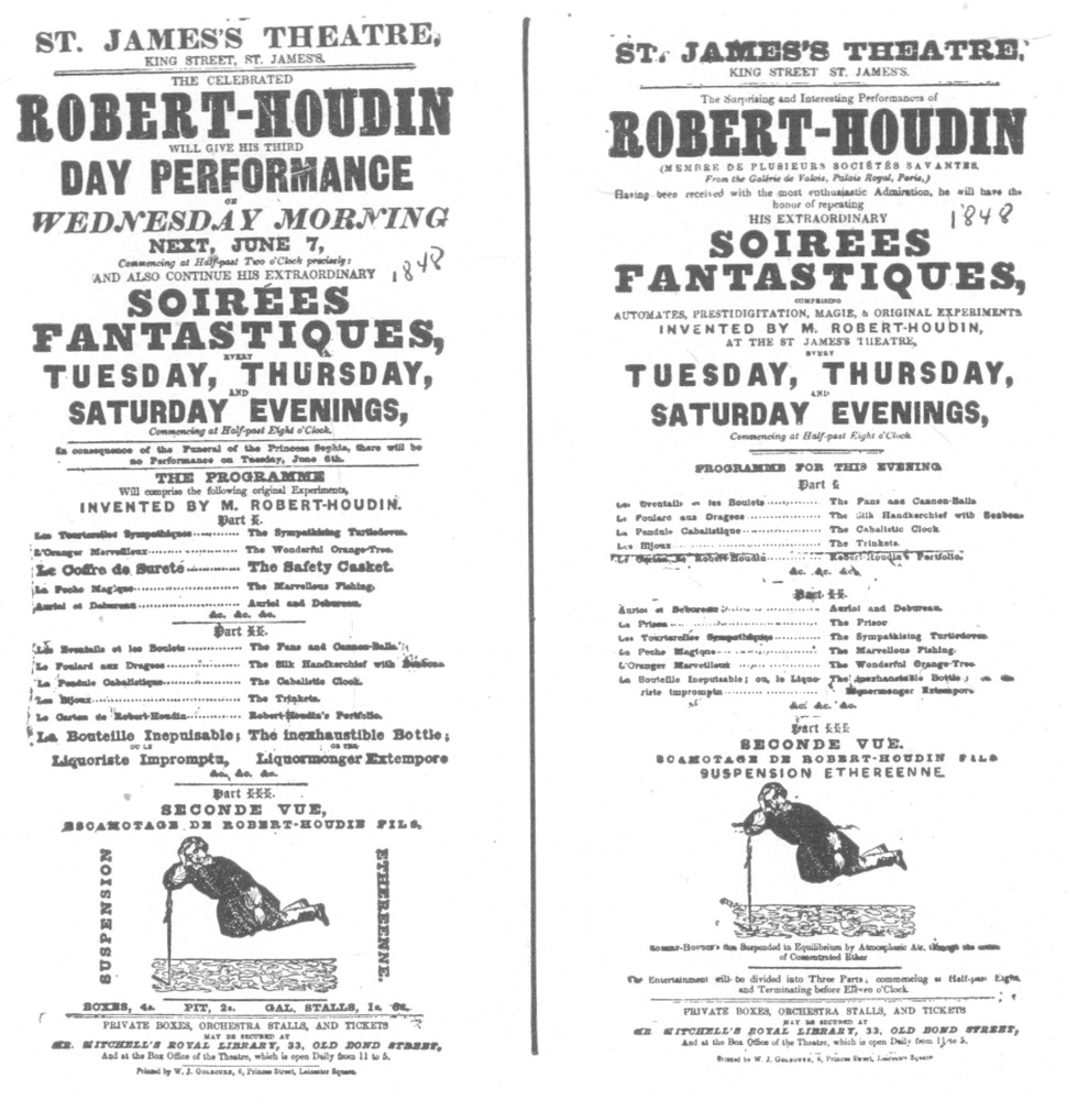 Cartel de 1848 que anuncia las Soirées fantastiques de Robert-Houdin